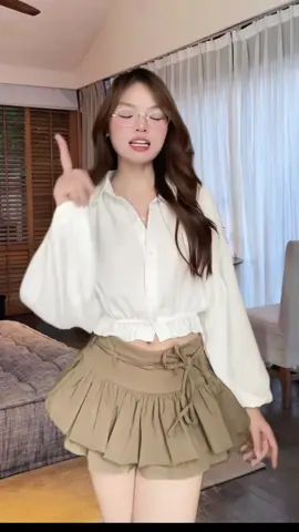 Áo Sơ Mi Dáng Croptop Tay Bồng #thoitrangnu #xuhuongtiktok 