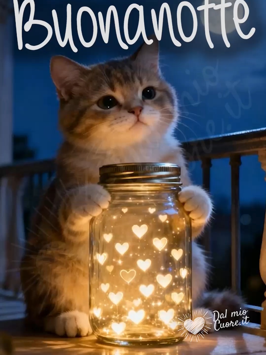 #buonanotte #goodnight #dalmiocuore❤ #luna #moon #sogni #dreams #stelle #cuori #hearts #stars #gatto #cat