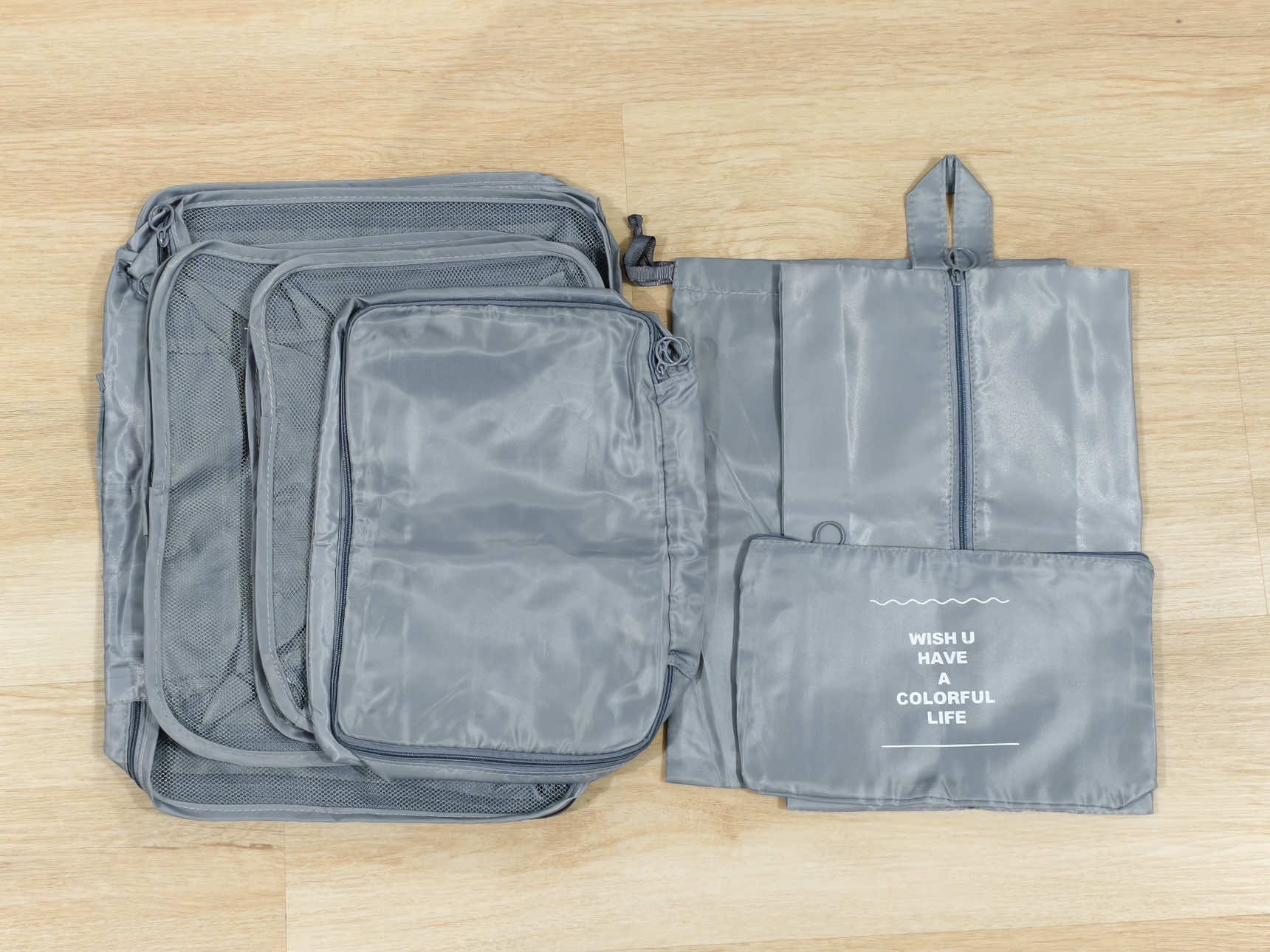 ✨Travel in style & stay organized!✨ Been using this 7pcs luggage organizer set for a long time - last March we brought it to Japan 🇯🇵  and it was a lifesaver 🧳  Fits perfectly in the luggage, keeps clothes, shoes & toiletries neat and dust-free.  Love this Mist Grey color, so sleek & aesthetic 🤍  #travelessential #packsmart #luggageorganizer #packingcubes #travelmusthaves 