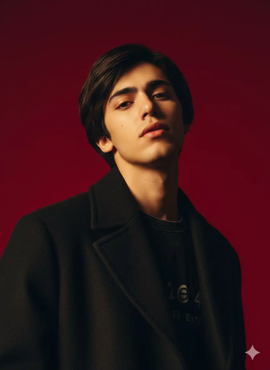 HYPERREALISTIC VERTICAL PORTRAIT SHOT IN 1080X1920 FORMAT, CHARACTERIZED BY STARK CINEMATIC LIGHTING AND INTENSE CONTRAST. CAPTURED WITH A SLIGHTLY LOW, UPWARD-FACING ANGLE THAT DRAMATIZES THE SUBJECT’S JAWLINE AND NECK, THE COMPOSITION EVOKES QUIET DOMINANCE AND SCULPTURAL ELEGANCE. THE BACKGROUND IS A DEEP, SATURATED CRIMSON RED, CREATING A BOLD VISUAL CLASH WITH THE MODEL’S LUMINOUS SKIN AND DARK WARDROBE. LIGHTING IS TIGHTLY DIRECTIONAL, CASTING WARM, GOLDEN HIGHLIGHTS ON ONE SIDE OF THE FACE WHILE PLUNGING THE OTHER INTO VELVETY SHADOW, EMPHASIZING BONE STRUCTURE WITH ALMOST ARCHITECTURAL PRECISION. THE SUBJECT’S EXPRESSION IS UNREADABLE AND COOL-TONED – EYES HALF-LIDDED, LIPS RELAXED – SUGGESTING DETACHMENT OR QUIET DEFIANCE. THE MODEL WEARS A HEAVY WOOL OR FELT OVERCOAT, ITS TEXTURE RICHLY DEFINED AGAINST THE SKIN’S SMOOTH, DEWY GLOW. MINIMAL RETOUCHING PRESERVES SKIN TEXTURE AND SLIGHT IMPERFECTIONS, ADDING REALISM. EDITORIAL TENSION IS CREATED THROUGH CLOSE CROPPING, TONAL CONTROL, AND THE ALMOST OPPRESSIVE INTIMACY OF THE CAMERA’S PROXIMITY. THERE ARE NO PROPS OR ACCESSORIES; THE VISUAL IMPACT IS CREATED PURELY THROUGH LIGHT, SHADOW, COLOR SATURATION, AND POSTURE – EVOKING HIGH FASHION, CONTEMPORARY ISOLATION, AND   #anime #ذكاء_اصطناعي #العراق_بغداد #gemini  HYPER-#MODERN MASCULINITY.