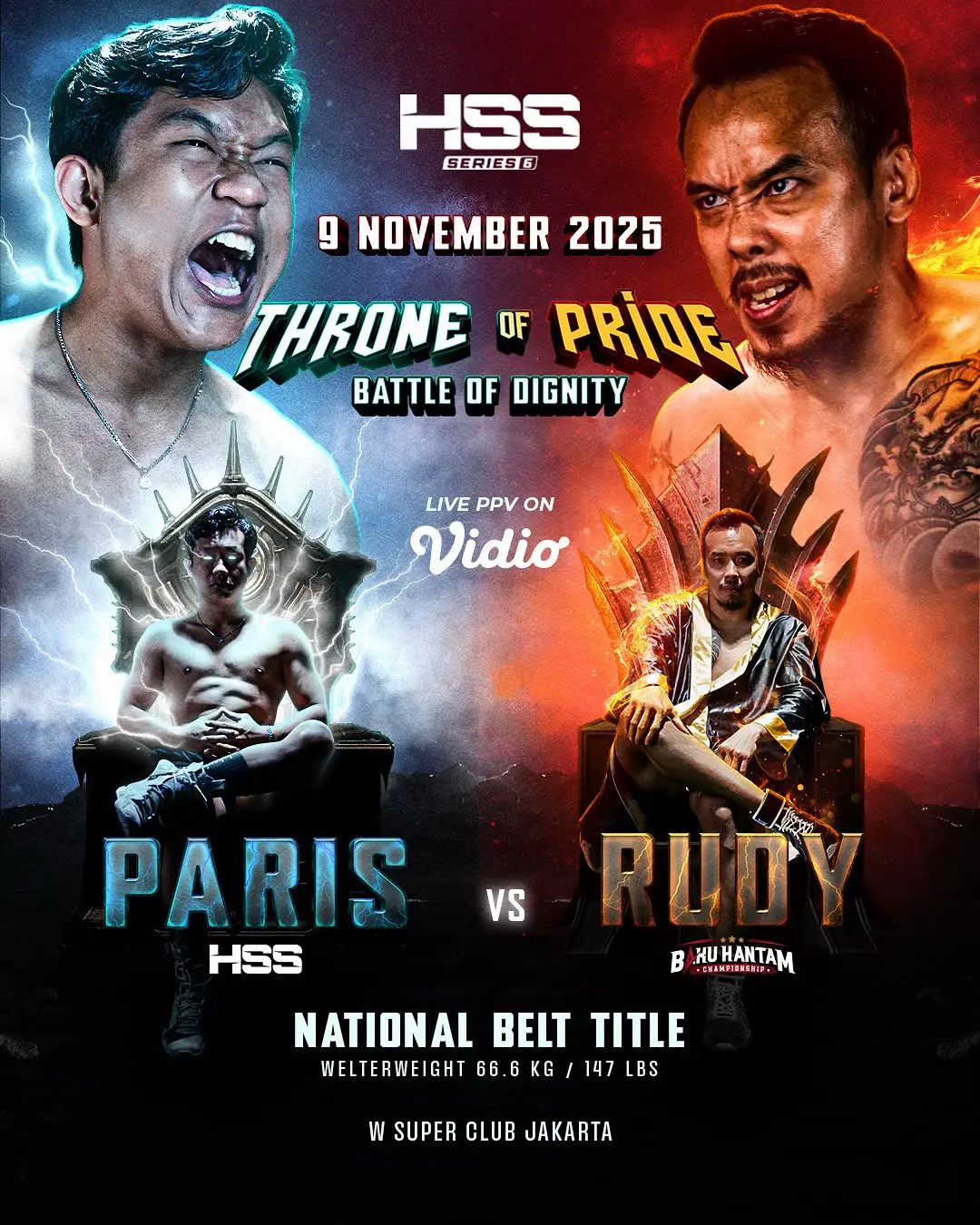 Pertarungan yang Ditunggu!  Duel antara dua promotor besar di Indonesia HSS vs Baku Hantam akan segera di gelar Siapa yang bakal buktiin diri sebagai petarung terbaik? 📅 9 November 2025 📍 W Superclub Gatsu, Jakarta Kalian Tim HSS atau Tim Baku Hantam?