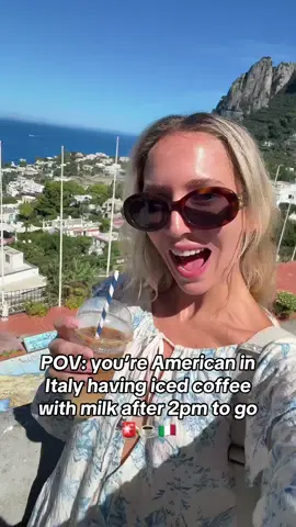 just committed 3 Italian coffee crimes in one order 😭 I swear I had  a lovely double espresso in a proper cup this morning! Would you give up your American coffee while traveling? @Free People  #eurosummer #italy #traveltok #coffee #relatable 