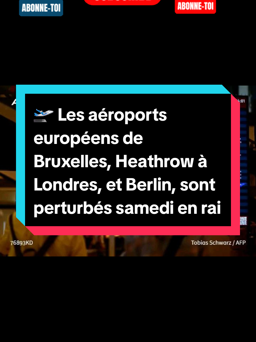 🛫 Les aéroports européens de Bruxelles, Heathrow à Londres, et Berlin, sont perturbés samedi en raison d'une cyberattaque sur un logiciel fourni par une entreprise pour l'enregistrement des passagers, qui ont dû parfois attendre de longues heures avant de pouvoir effectuer cette formalité. (AFP)
