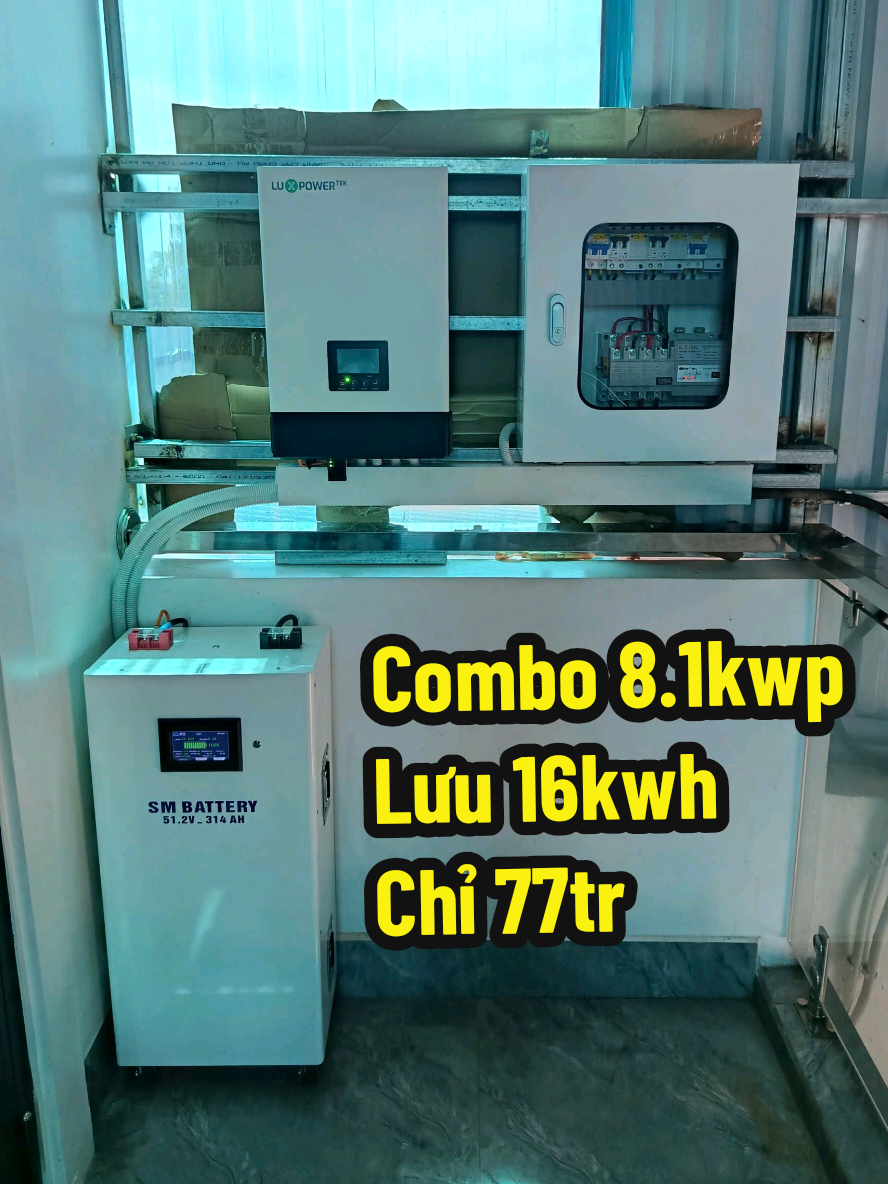 Combo 77tr hệ 8kw lưu 16kwh đã hoàn thiện bàn giao cho chủ nhà đây ạ: 14 tấm pin 580w + máy Luxpower 6kw + pin lưu trữ 16kwh + tủ Ats khối ạ! @LuxpowerTek  #Hybrid #Sunmin #nangluongmattroi #dienmattroi #Solar