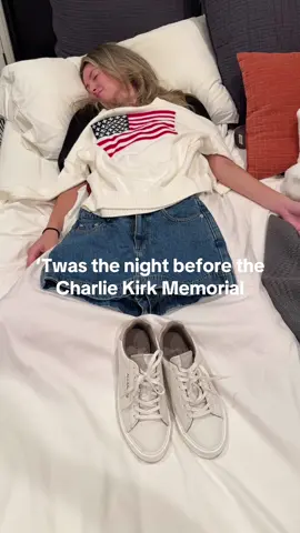 Waking up at 3:30 for one of the most monumental events of our lifetime. So much love and unity within this community. We love you Charlie and Erika!!! God bless!!! 🇺🇸🇺🇸🇺🇸 #charliekirk #memorial #republican 