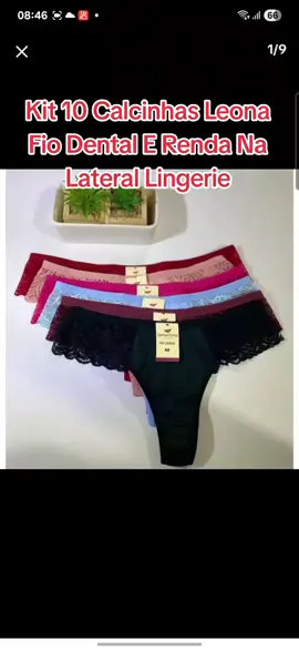Kit 10 Calcinhas Leona Fio Dental E Renda Na Lateral Lingerie