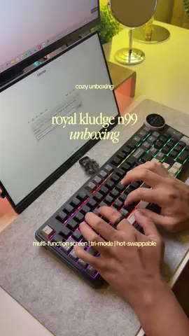 love the multi-function display on this new keybaord from @royal.kludge 🖤 this is their newest RK N99 mechanical keyboard! #mechanicalkeyboard #cozyunboxing #keyboardasmr 