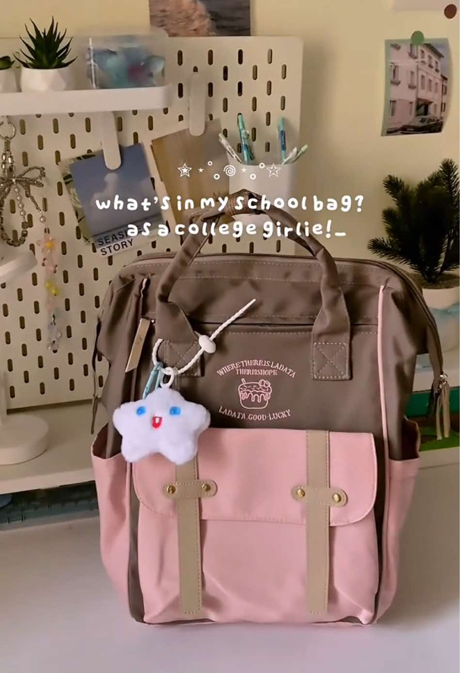 My school bag 🍩🍧🎀 #backpack #schoolbag #whatsinmybag #packmybag #grwm 
