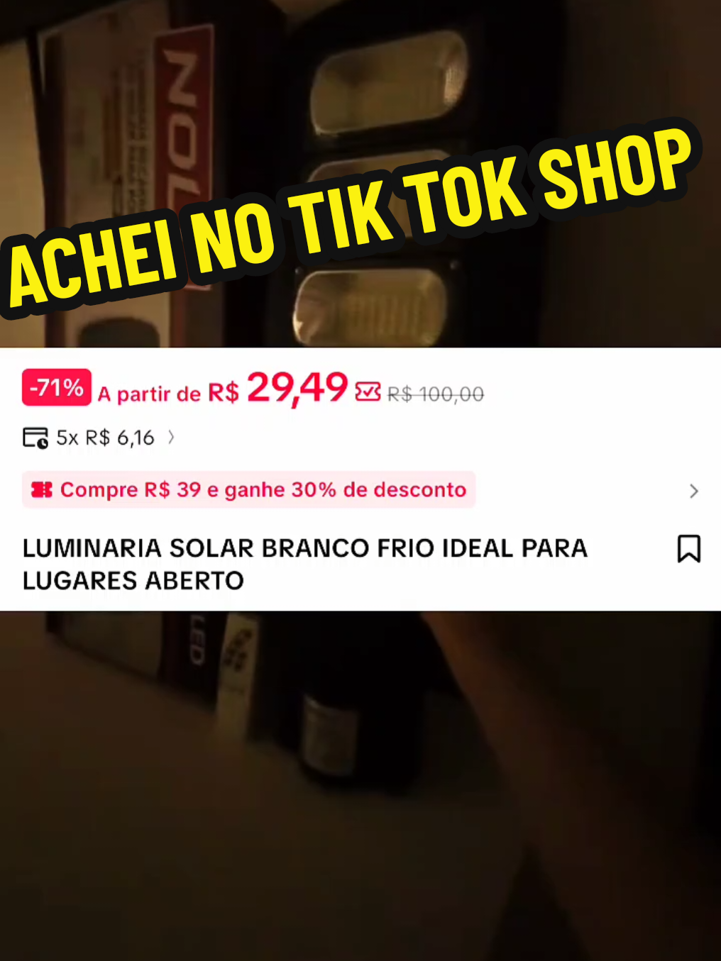 Luminária Solar Branco Frio , Ideal Para Lugares Aberto . #luminaria #luminariasolar #placasolar #energia #tiktokshop 