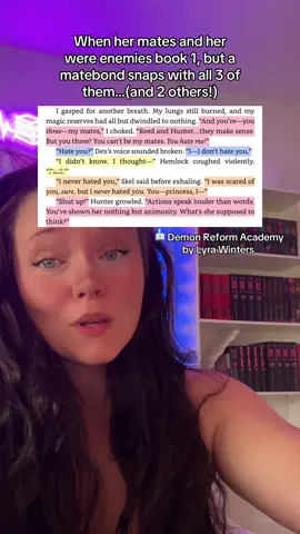 Enemies in book 1. Groveling in book 2. Forgiveness in book 3. Something else entirely by book 4! 😏 (Series is Demon Reform Academy by Lyra Winters!) #grovelingtrope #BookRecommendations #whychoosebooks #enemiestolovers