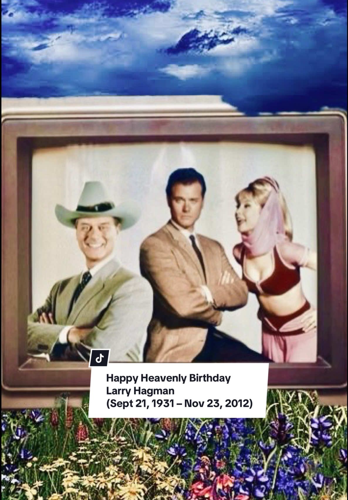 Happy Heavenly Birthday  Larry Hagman  (Sept 21, 1931 – Nov 23, 2012) American film and television actor, director, and producer, best known for playing ruthless oil baron J. R. Ewing in the 1978–1991 primetime television soap opera Dallas, and the befuddled astronaut Major Anthony Nelson in the 1965–1970 sitcom I Dream of Jeannie. Hagman had supporting roles in numerous films, including Fail-Safe, Harry and Tonto, S.O.B., Nixon, and Primary Colors. His television appearances also included guest roles on dozens of shows spanning from the late 1950s until his death, and a reprise of his signature role on the 2012 revival of Dallas. Hagman also worked as a television producer and director. He was the son of actress Mary Martin. Hagman underwent a life-saving liver transplant in 1995. He died on November 23, 2012, from complications of acute myeloid leukemia. #LarryHagman #JREwing #IDreamofJeannie #60s #70s  