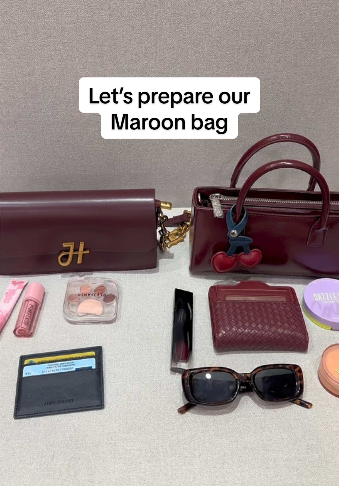 Let’s prepare our maroon bag 🍷🍒 #jimshoneyofficial #tasselempangwanita #bag 