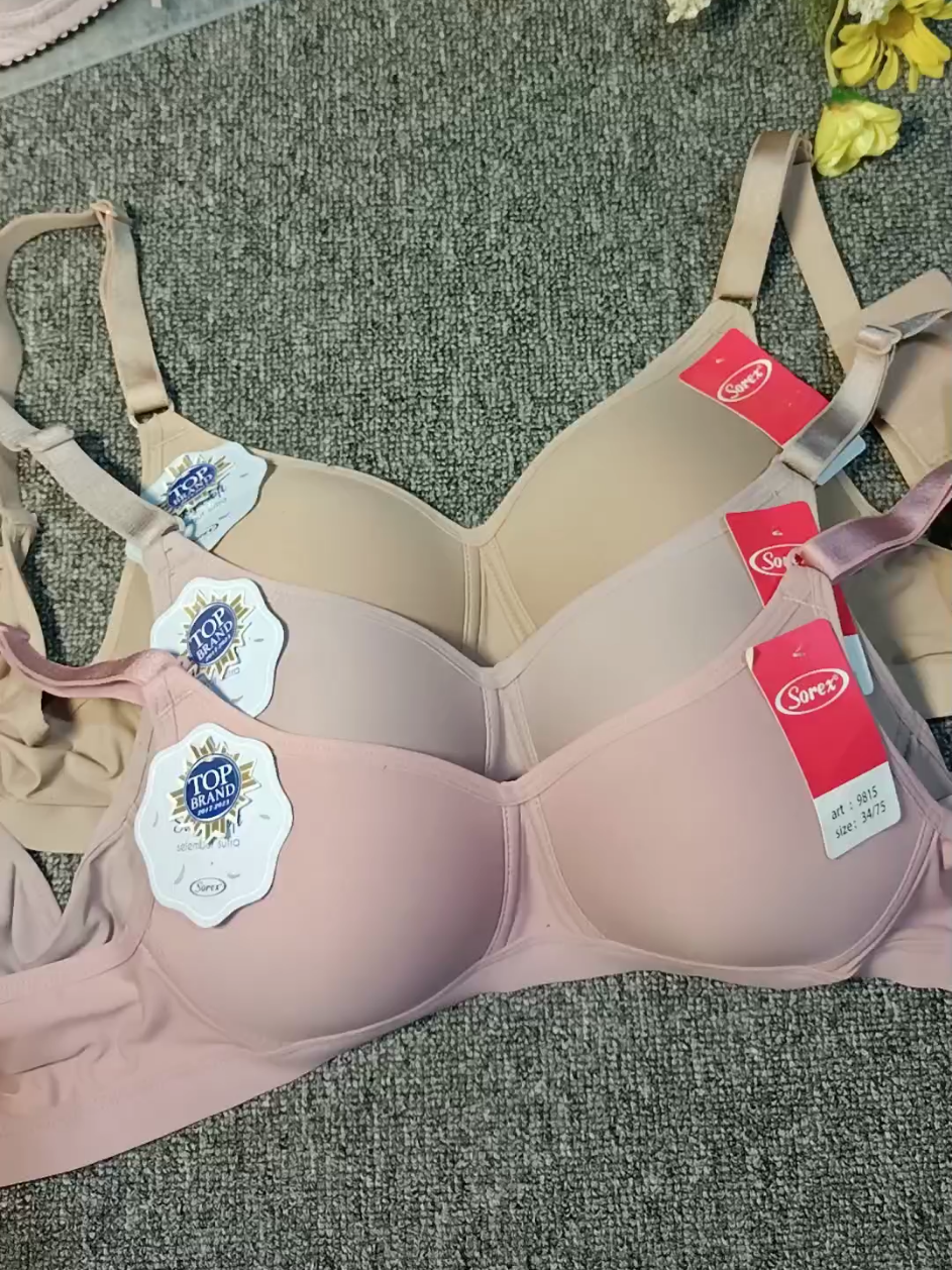 Bra sorex silky soft untuk PD Sedang tanpa kawat busa tipis kait 3x3 