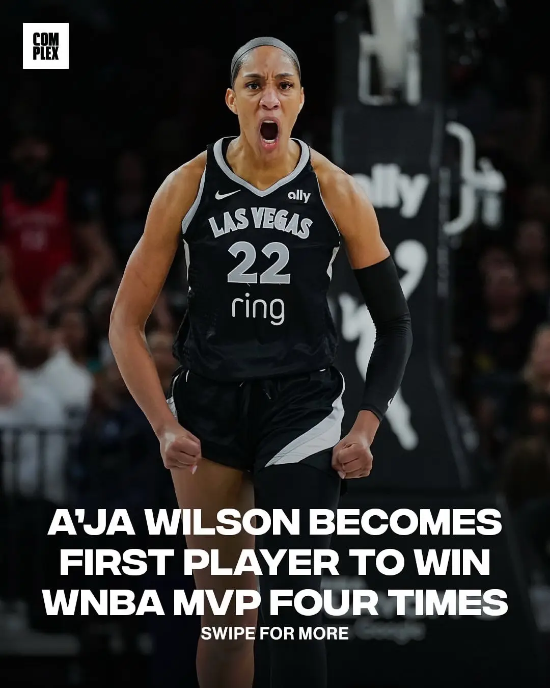 GOAT STATUS!  A’ja Wilson is your WNBA MVP once again 🐐👑 (via: @shams) #ajawilson #mvp #w #WNBA #goat 