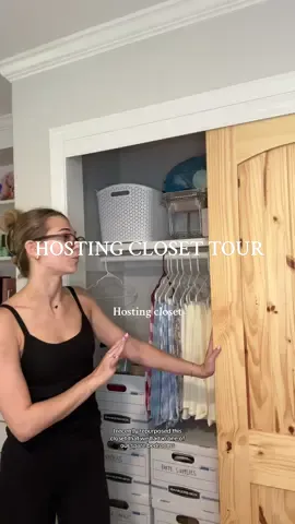it’s a work in progress (realized I’m missing tablecloths somewhere in the garage) but loving the space so far!!🫶🏼 #hosting #hostingcloset #hostess #closettour #homeideas 