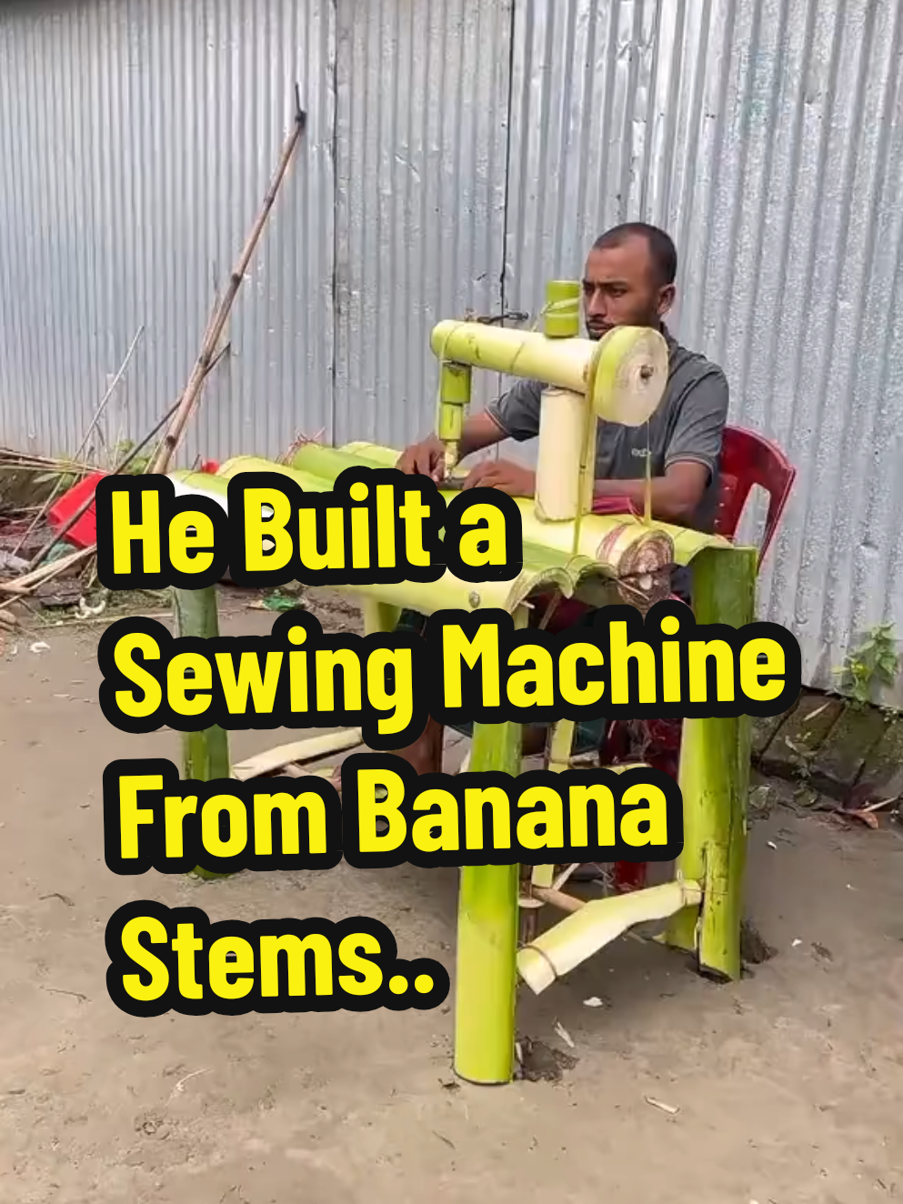 A skilled craftsman demonstrates his remarkable invention: a fully functional sewing machine made entirely from banana tree stems. Set in a rural outdoor environment, he sits barefoot on a plastic chair and operates the machine using foot pedals to power the mechanism. The banana stem structure is sturdy, well-crafted, and features moving parts that mimic a traditional sewing machine. He uses it to stitch a piece of red fabric with precision and ease. This extraordinary example of sustainable innovation showcases how natural plant materials can be transformed into practical tools, highlighting creativity, resourcefulness, and environmental consciousness. 💡 Note: Banana stems are often overlooked as building material, but they are strong, flexible, and biodegradable, making them ideal for eco-friendly DIY projects. Translate - Seorang tukang terampil menunjukkan penemuannya yang luar biasa: sebuah mesin jahit berfungsi penuh yang dibuat sepenuhnya dari batang pohon pisang. Di tengah lingkungan pedesaan, ia duduk telanjang kaki di kursi plastik dan mengoperasikan mesin dengan pedal kaki untuk menggerakkan mekanismenya. Struktur batang pisang terlihat kokoh, terbuat dengan cermat, dan memiliki bagian-bagian bergerak yang menyerupai mesin jahit tradisional. Ia menggunakan mesin ini untuk menjahit kain merah dengan presisi dan mudah. Contoh inovasi berkelanjutan ini menunjukkan bagaimana bahan alami dari tanaman dapat diubah menjadi alat praktis, mencerminkan kreativitas, ketangkasan, dan kesadaran lingkungan. 💡 Catatan: Batang pohon pisang sering diabaikan sebagai bahan bangunan, padahal sangat kuat, lentur, dan bisa terurai secara alami, cocok untuk proyek DIY ramah lingkungan. #BananaStemInnovation #EcoFriendlyDIY #SustainableCrafts #NaturalMaterials #HandmadeGenius 