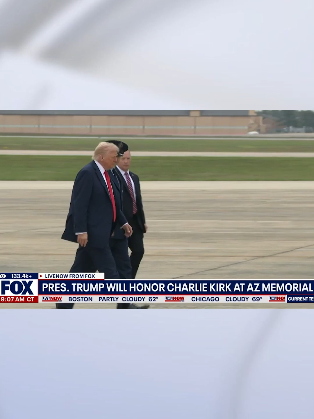 President Trump boards Air Force One ahead of Charlie Kirk's memorial service. #trump #news #kirk #charliekirk