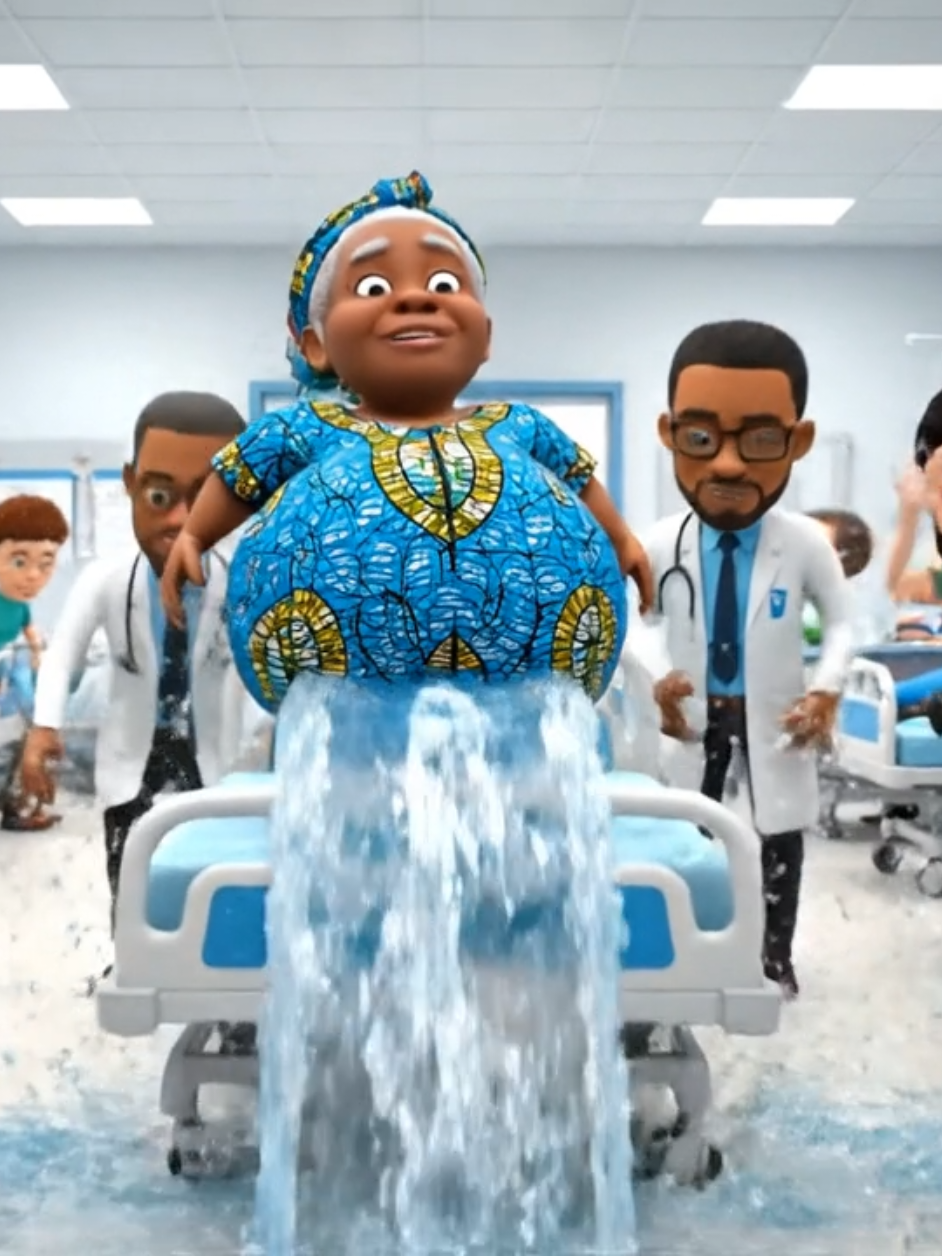 Mama vs water stomach in the hospital.  #cartoonanimation #funnyanimation #aigenerated #funnycartoon #animationmeme 