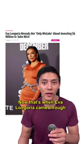 🎬 How Eva Longoria Saved John Wick 🎥 Eva Longoria dropped $6 million to save John Wick and turned it into $12 million, but she missed out on the billion dollar franchise that followed. Back in 2014, John Wick was 24 hours from shutting down when funding fell $6 million short. Eva Longoria came through and provided gap funding for the project and kept it alive. That investment was incredibly profitable and her $6 million turned into $12 million. But at the time, it was an incredibly risky deal. She didn't know anything about the movie and only decided to invest because she saw the passion of the directors. Because of this, she didn't even consider getting involved with any potential sequels. So even though she saved the series and got a major payout from one movie, she isn't getting any action from the rest of the billion dollar franchise. 📝 Angel investing is incredibly risky and there's a high chance that you won't get anything back. But if you're ever in a situation where a project is days away from collapsing without your funds, think about the bigger picture and if there are things you could be missing out on such as royalties from sequels and future projects. It may pay off big time in the end. 💰 Would you invest $6 million to save a movie you knew nothing about? 👉 Follow @seanmakesmoneyeasy for the BEST money tips! @seanmakesmoneyeasy @seanmakesmoneyeasy @seanmakesmoneyeasy #evalongoria #johnwick #angelinvesting #investing #moneytips #riskandreward #movieinvesting #entrepreneurship #wealthbuilding #investmentopportunity