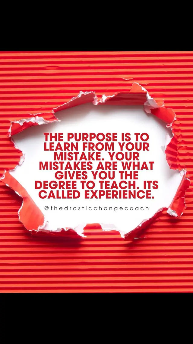 The purpose of mistakes is not to shame you, but to shape you. Each mistake is a class, and the diploma it gives is called experience. Everything you’ve gone through has been preparing you for this exact opportunity. Don’t run from your mistakes embrace them. They are the very tools that empower you to teach, lead, and lift others.” #​thedrasticchangecoach  #​mistakesdontdefineyou  #​resilientmindset  #​fallseventimesstandupeight  #​builtnotbought#Lemon8 