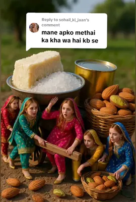 Replying to @sohail_ki_jaan  Watch tiny women create a massive mithai feast! 🍬 Sugar, ghee, dry fruits – all HUGE! They cook, pour, cut, and decorate until the mithai is ready 🥰 The ending? A jolly feast together 💛 #foryouu #ai #miniature #pageforyou #monitizedviews 
