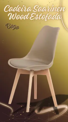 Cadeira Saarinen Wood Leda Estofada Fendi #cadeirasaarinenwood #cadeirasaarinen #decoracao #cadeirascriativas #decora 