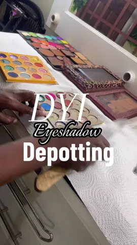 “Depotting my shadows to save space + stay organized 🎨✨ Who else loves a good DIY makeup project?” “From bulky packaging to pro kit ready! Depotting eyeshadows makes my kit lighter & faster to use. 💄 #BeforeAndAfterMakeup #MakeupStorage #OrganizedMakeup #PanThatPalette #ProjectPan 	