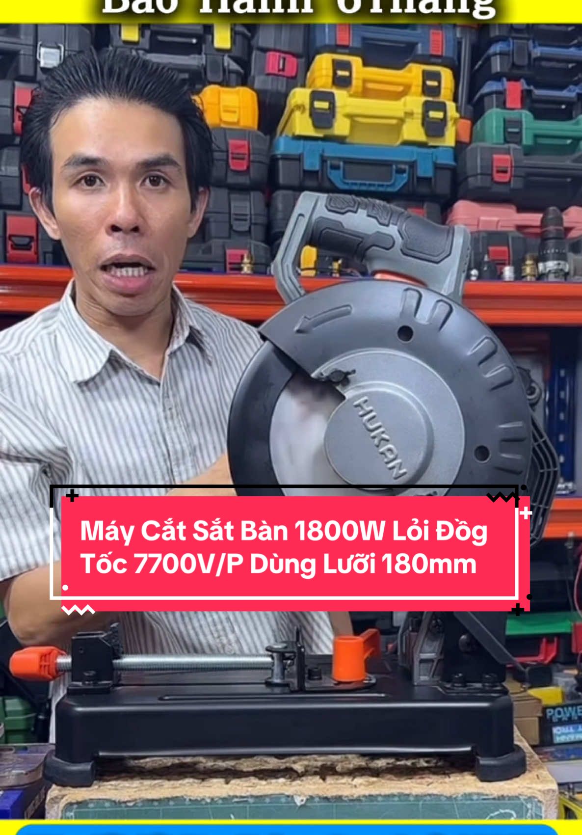Máy cắt sắt bàn Hukan công suất 1800W động cơ lỏi đồng dùng lưỡi cắt 180mm, tốc 7700V/P#maycatban #maycatsatban #maycatsathopkim #quocdung #xuhuong 