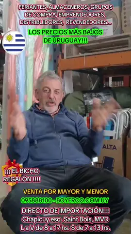 👉 BOYERCO IMPORTACIONES 🏠 Chapicuy esq. Saint Bois, Montevideo 🕓 Lunes a Viernes de 8 a 17 hs. Sábados de 7 a 13 hs. WWW.BOYERCO.COM.UY 📒 Solicitá catálogo al 095 888 100 Pedidos 095 888 443 📧 boyercoimportaciones@gmail.com  📢 Atención mayoristas, distribuidores, grupos de compra, supermercados, revendedores, emprendedores y feriantes de todo Uruguay.  🎁 Los mejores precios directo de importación.  👌 Precios impuestos incluidos, pago contado, venta por funda, paquete o por caja y a retirar.  📢 Hasta agotar stock o fin de promoción.  📷 Fotos meramente ilustrativas.  👉 Los precios pueden cambiar según costos de importación. #boyerco  #importaciones   #ofertas  #bicho #elbicho