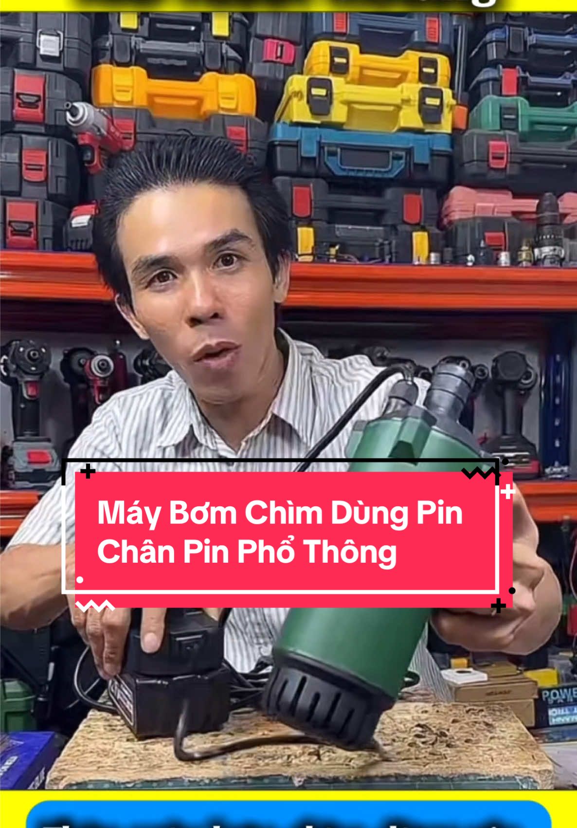 Máy bơm chìm dùng pin , chân pin phổ thông đa năng tiện lợi #maybomchim #maybomchimdungpin #maybomdau #quocdung #xuhuong 