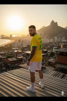1️⃣ Acesse o Gemini  2️⃣ Insira sua imagem  3️⃣ Digite o prompt  Ultra realista em 8K, proporção 9:16. [A pessoa da foto inserida] está em cima do telhado de uma das casas da favela do Rio de Janeiro, vestindo a camisa oficial da seleção brasileira com o número 12 e a frase 'IMAGINA TUDO' estampados nas costas, bermuda branca da seleção, meias Nike de cano médio e tênis Air Force branco impecável. No braço, um smartwatch moderno visível, acompanhado de uma tatuagem detalhada que fecha todo o braço. O corpo está de costas para a câmera, mas vira levemente a cabeça para trás, encarando a lente com intensidade. Ao fundo, o cenário icônico do Rio de Janeiro no final da tarde: favelas descendo a encosta, o Pão de Açúcar em destaque e uma praia iluminada pelo pôr do sol dourado. Estilo cinematográfico, luz quente natural, flare sutil do sol, contraste realista, riqueza de detalhes, profundidade de campo marcada, atmosfera autêntica que transmite grandeza e contemplação.