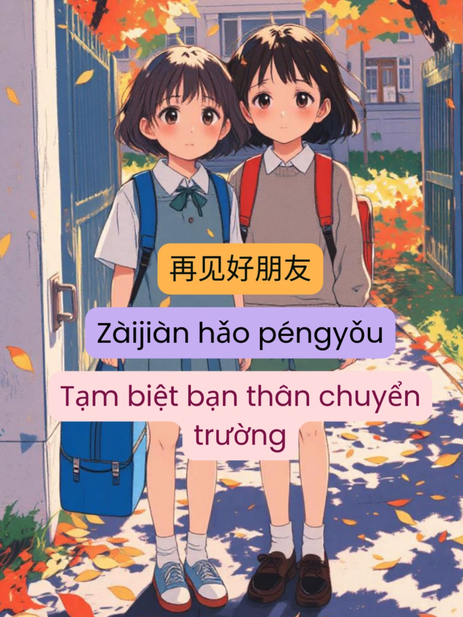 再见了，我最好的朋友。 Zàijiàn le, wǒ zuì hǎo de péngyǒu. Tạm biệt nhé, người bạn thân nhất của tôi. 👋 #tuvungtiengtrung #cunghoctiengtrung #tiengtrunggiaotiep #xuexiao #hanngu #tuvung #xuhuong #viral #hsk #study #pengyou