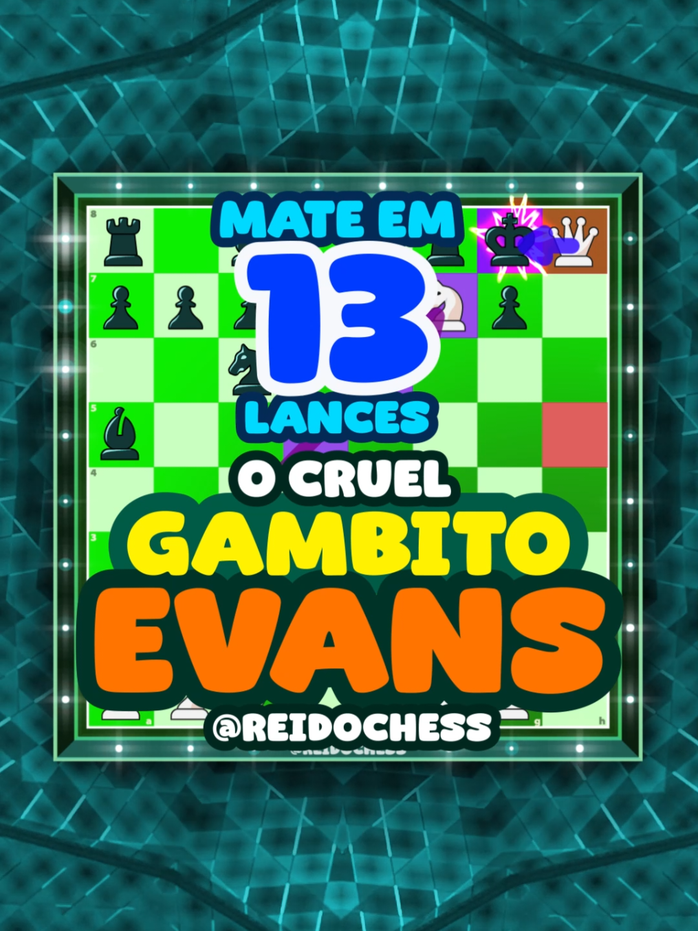 Crueldade das brancas! Mate em 13 lances no Gambito Evans!🥰🎶#chess #checkmate #speedchess #chessmusical #chessgames 