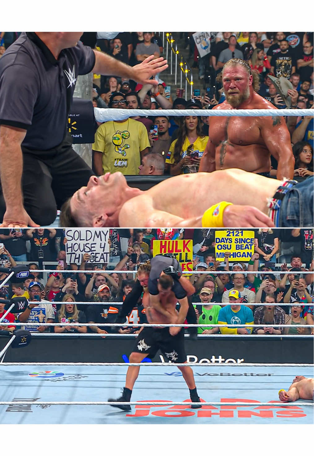 Brock Lesnar had more in store for the ref after his win against John Cena at #Wrestlepalooza 😧 #WWEonNetflix #WWE #BrockLesnar #JohnCena