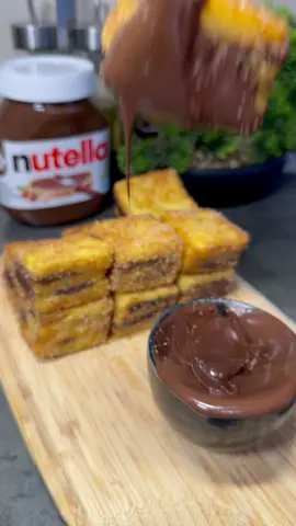 Pain perdu au nutella 🍞🍫 #chocolat #nutella #recette #recettefacile #food 