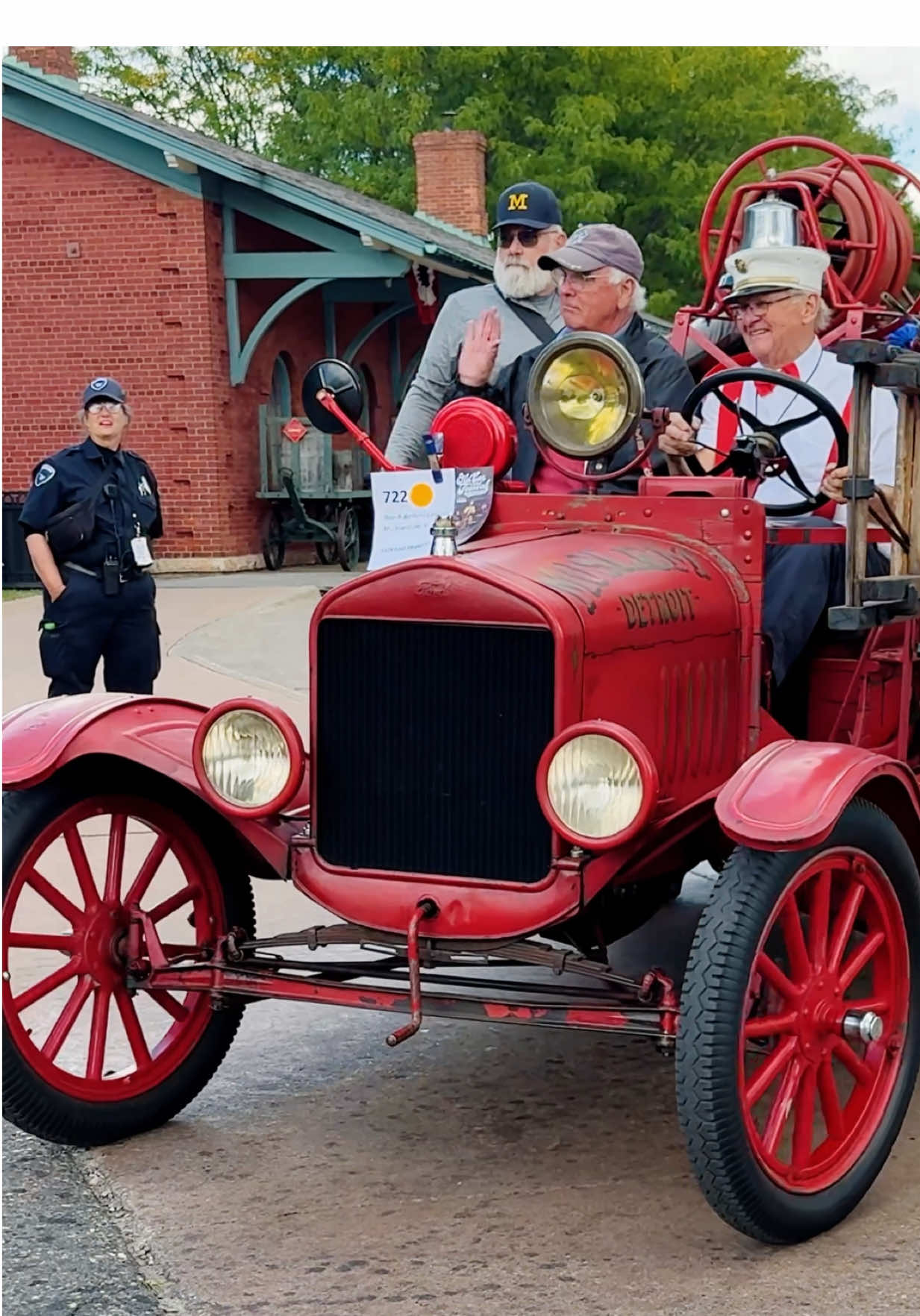 Ford Model TT fire truck classic car drive by engine sound at Greenfield Village Old Car Festival 2025