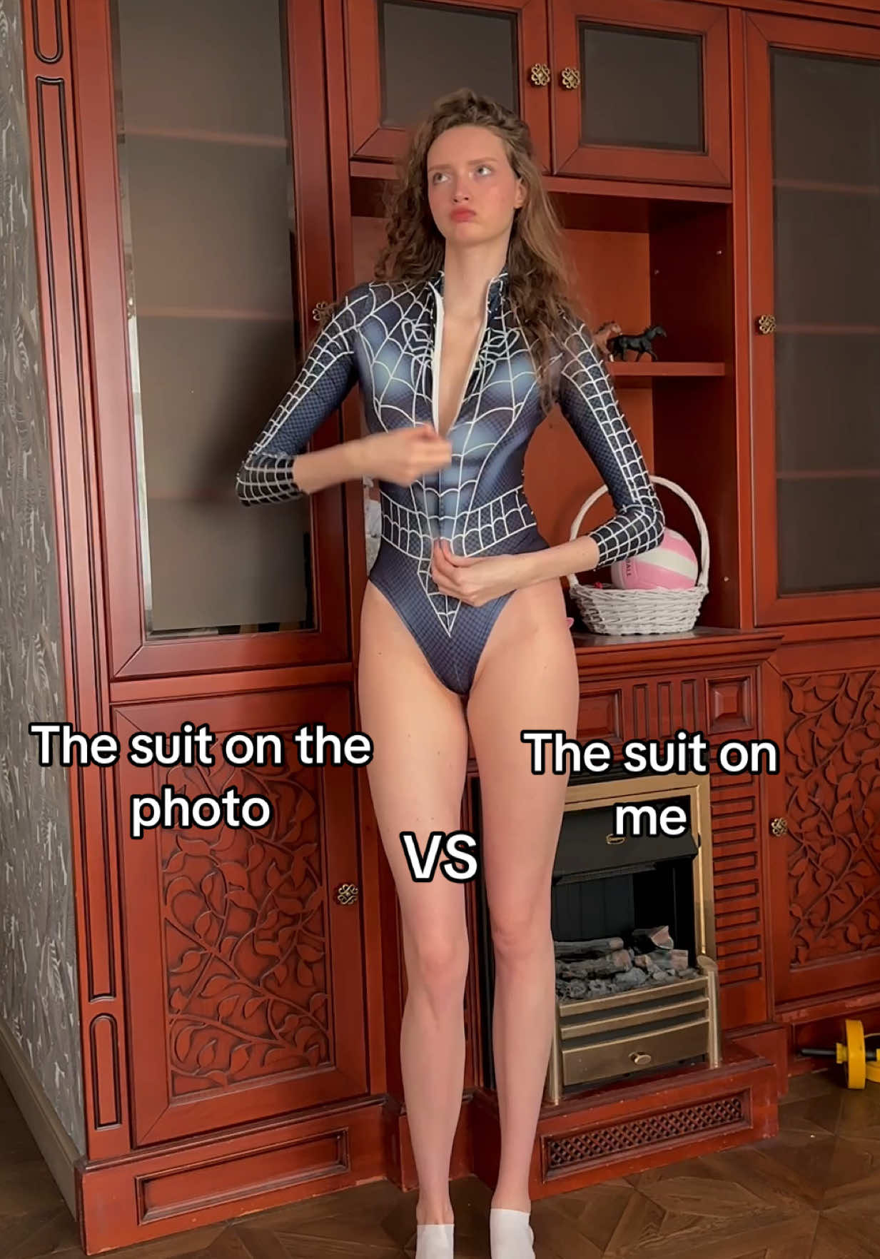 Spider Woman Suit Comparison With a Tall Girl #spiderman #suit #legs #comparison #hand 