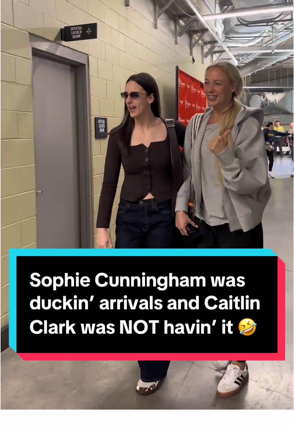 Sophie Cunningham was duckin’ arrivals and Caitlin Clark was NOT havin’ it 🤣 #WNBAPlayoffs presented by @Google #WNBA #arrivals #basketball 