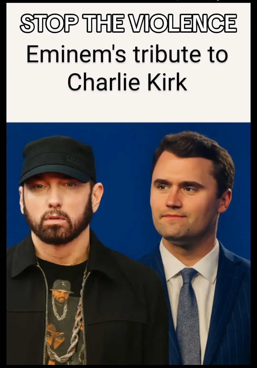 #eminem #charlie #kirk #violence #dead  I really don't care if it's an AI generated tune all I know is that the lyrics touched my soul 🙏 Thank You 🙏 I want to extend my deepest gratitude to each of you who liked, shared, and supported my tribute to Charlie Kirk. Your encouragement means more than words can express. In a world that often tries to silence conviction, your response reminded me that truth still resonates, and that faith still moves hearts. To those who believe in Jesus and trust in God: thank you for standing firm. Your faith is not just a quiet whisper, it’s a radiant light in a time that desperately needs it. You reminded me that we are not alone in our values, our courage, or our hope. This tribute was more than a message, it was a declaration. A celebration of bold voices, unwavering belief, and the power of standing up for what’s right. I’m honored to be part of a community that doesn’t just follow trends, but follows truth. May God bless you all abundantly. Let’s keep walking in faith, speaking with purpose, and lifting each other higher. With love and conviction,   Sofia