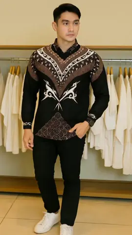 DGM Batik Pria Hitam Lengan Panjang#fyp #Batikmoderan #kemejabatik #OOTDPria #StylePria 
