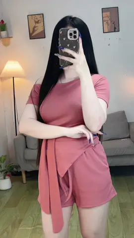 ชุดเซ็ทโชว์ไหล่มัดหน้าคู่ขาสั้น #ชุดเซต2ชิ้น #fyp 