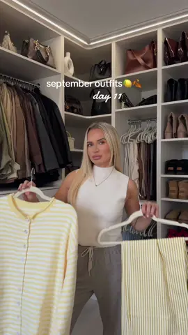 September outfits 🍋✨🍂 #septemberoutfits #stripedtrousers #OOTD #fyp 
