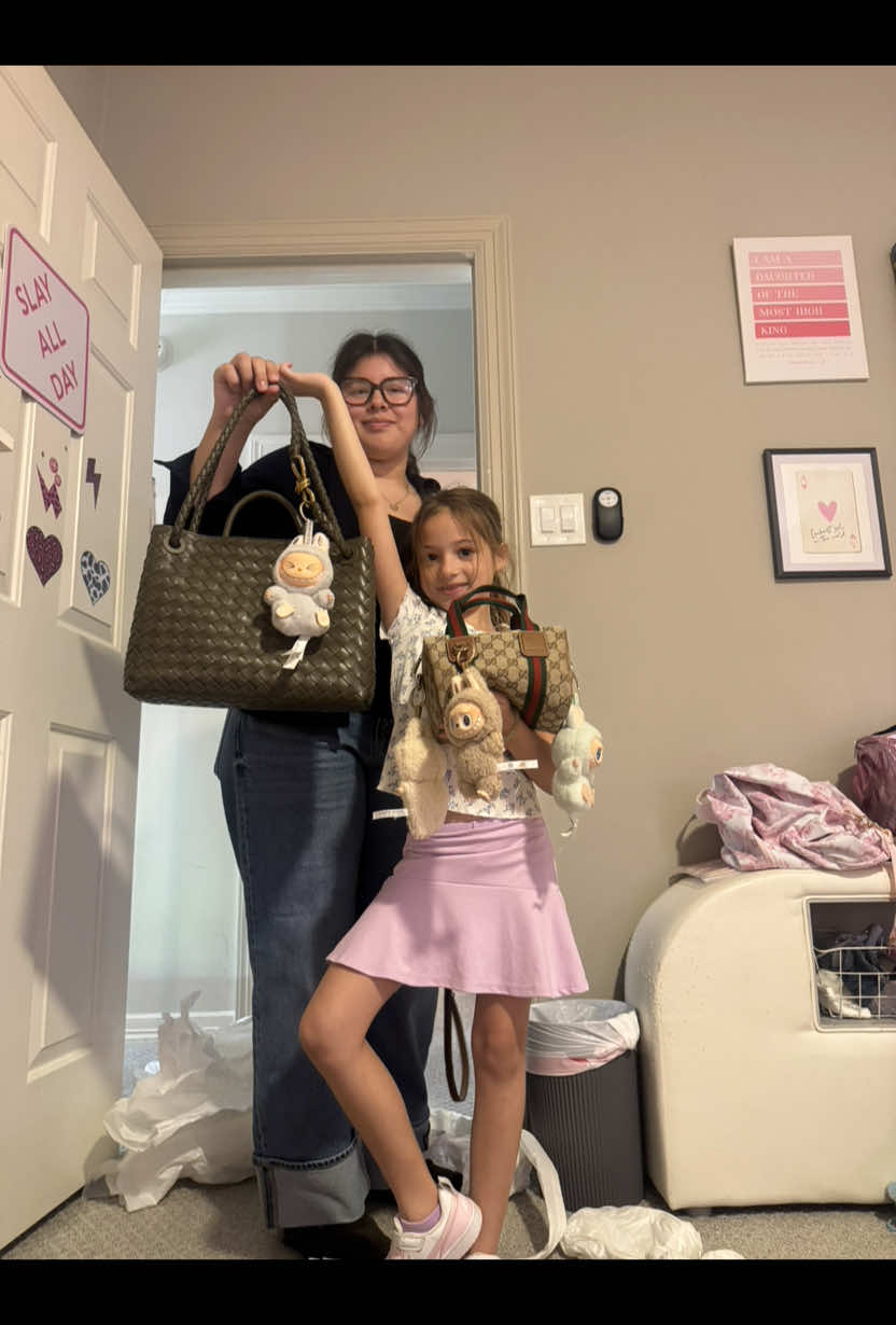 Customize our #Gucci and our #bottegaveneta  new fall bags with our favorite #labubu me Aspen and Karina 