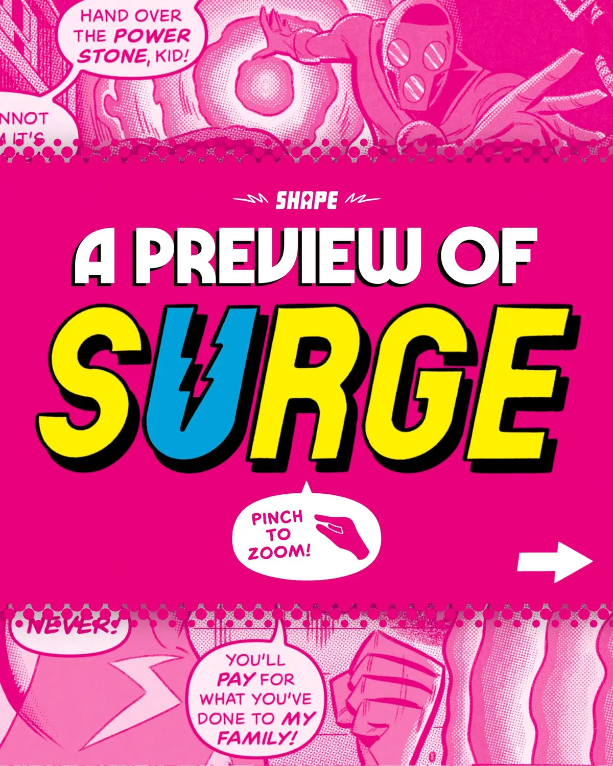 Read more of SURGE in the Shape-Man Collection, available now on Kickstarter! ⚡️💥 Words and colors by ME! Pencils and inks by Nick Malara #indiecomics #superhero #shapecomics #comicbooks #originalcharacter         
