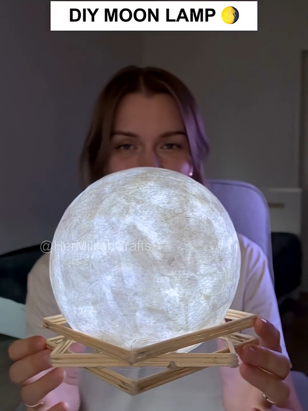DIY Moon Lamp 🌖 Easy Room Decor Idea #art #DIY #craft #handmade