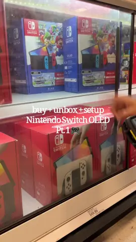 Buy + unbox + setup Nintendo Switch OLED pt. 1 🎮 #asmrshopping #asmr #satusfying #fypシ #unboxing 