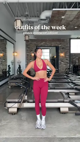 been getting asked about my pilates outfits lately🤭 (details in comments!) #pilatesinstructor #pilates #outfitinspo 