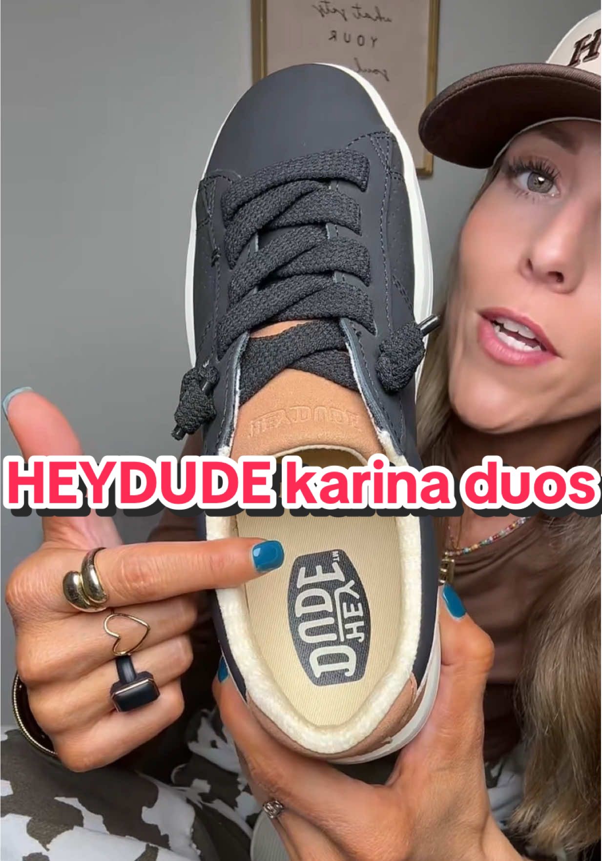 The new fall colors of the Karina Duos are here—super comfy, lightweight, and perfect for all-day wear 🤎🖤 #heydudeshoes #womensshoes #comfyshoes #womensneakers #tiktokshopblackfriday @HeyDude 