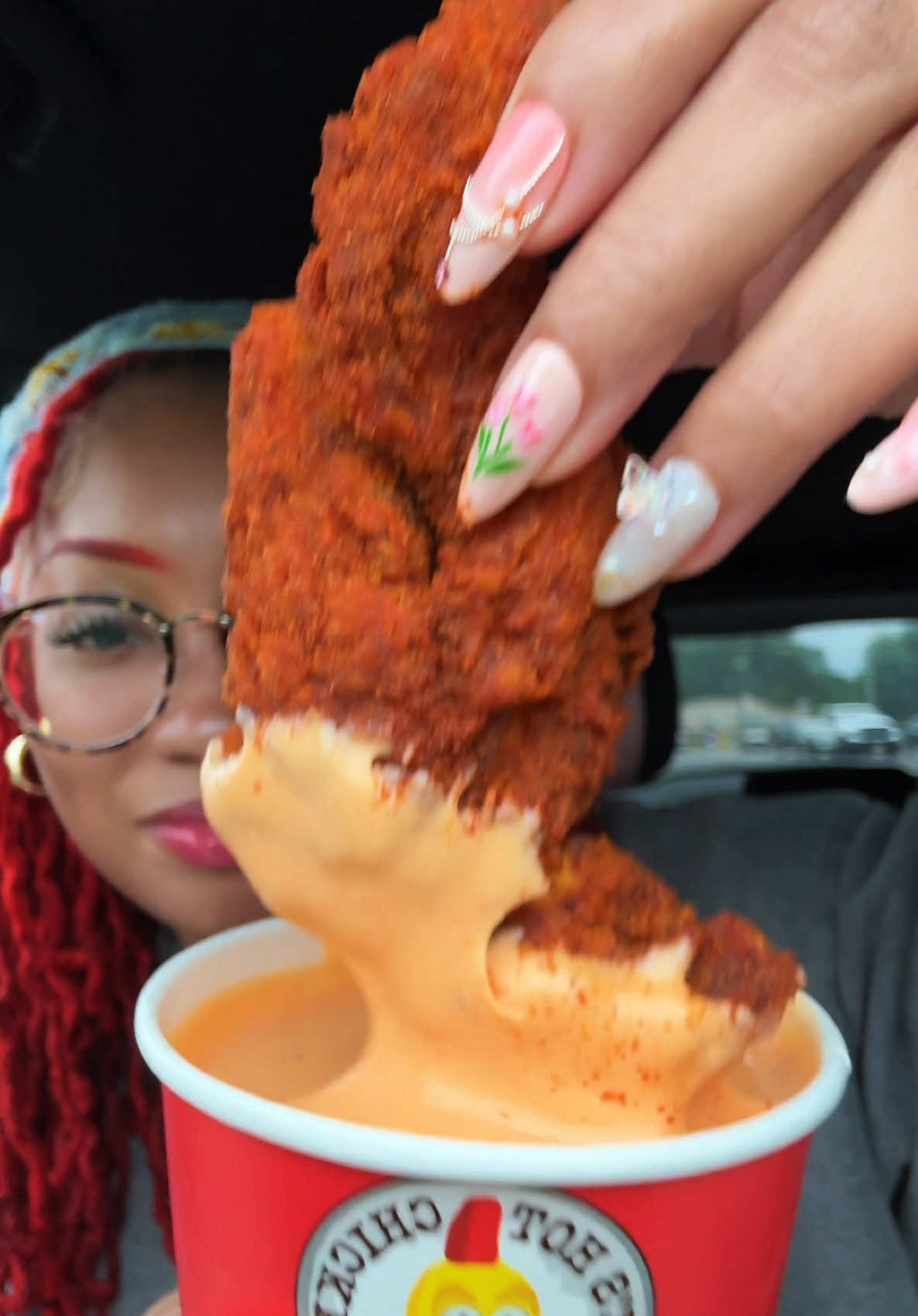 @Dave’s Hot Chicken Mukbang 🐔 loaded fries, hot tenders and hot slider #chicken #daveshotchicken #mukbang #crunchy #eating 