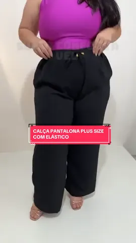 Calça Pantalona Femin8na Plus Size tecido Duna com Elástico #calça #pantalona #plussize #elastico #modaplussize